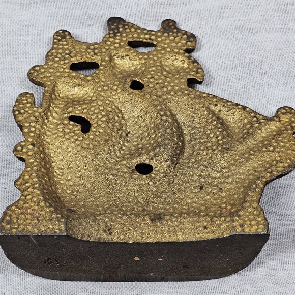 Vintage Brass Ship Nautical Bookend Pair Embossed "501" 4.25"H 4.5"L Metal Decor - Picture 6 of 14